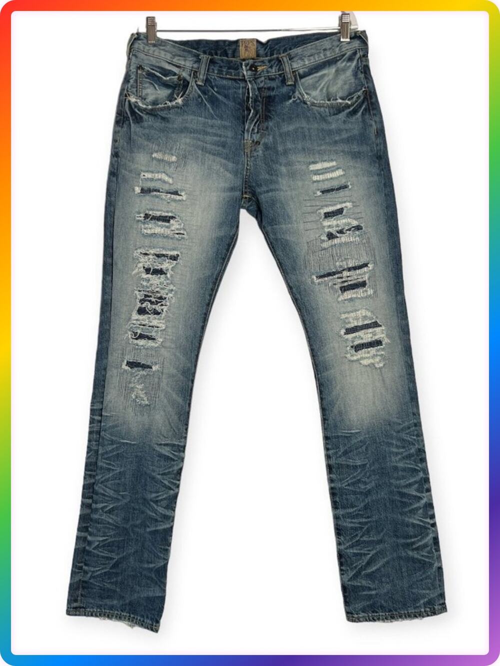PRPS Demon Slim Fit Jeans RUNS SMALL SIZE 36x34 Distressed Ripped Denim